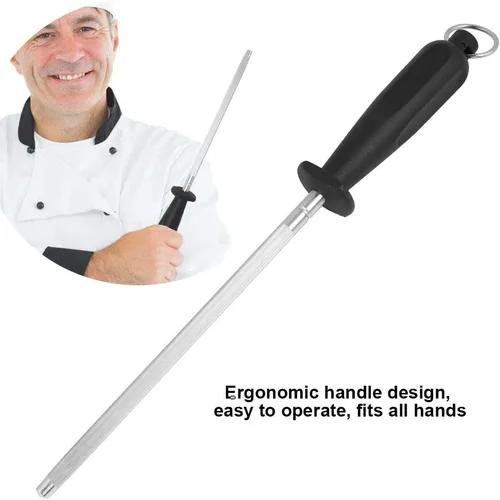 Vista 3 de Varilla de afilar cuchillos de acero inoxidable, barra de acero profesional para afilar cocina con mango ergonómico, diseño antideslizante para #1