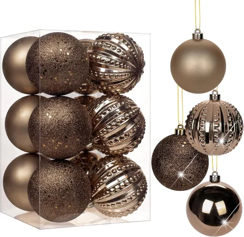 Vista 32 de Adornos de bolas de Navidad negras de 2.36 pulgadas, 25 piezas inastillables, set de adornos de Navidad, bolas de Halloween, adorno negro para árbol
