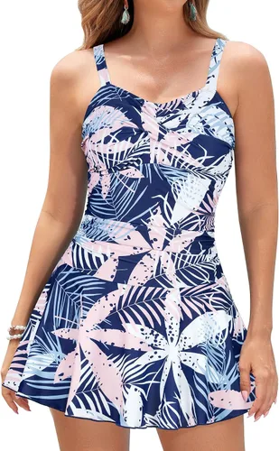 Vista 47 de SHEKINI Traje de baño de una pieza con falda fruncida cruzada para mujer Vestido de baño Traje de baño Albaricoque - Bw