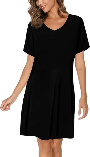 Vista 7 de Paquete de 2 camisones para mujer, camisas de dormir de algodón de manga corta