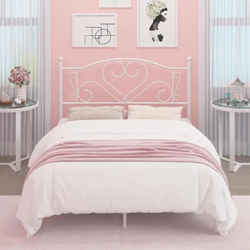 Vista 11 de Weehom Base de cama individual con cabecero, plataforma de metal resistente debajo de la cama, espacio de almacenamiento fácil de montar para niños