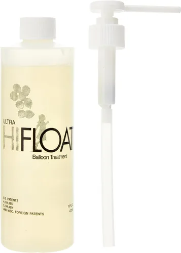 Vista 3 de Hi-Float Company Ultra Hi-Float con bomba de tratamiento para globos, 16 onzas, multicolor.