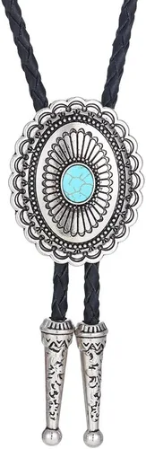 Vista 328 de Jeilwiy Corbata de bolo para hombre, corbata de vaquero occidental, collar de corbata de bolo dorado, corbata de cuero, corbata de Halloween