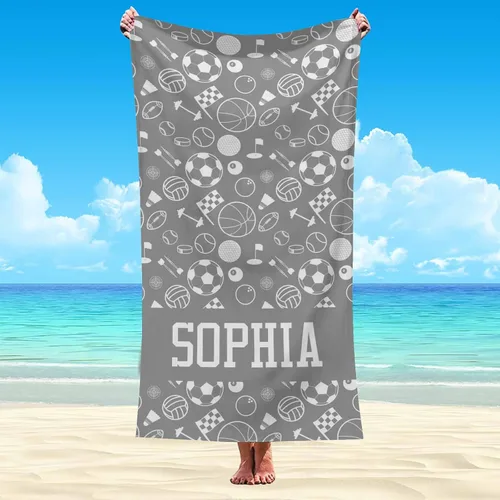 Vista 22 de Artsadd Toalla de playa personalizada para adultos, manta de playa personalizada de baloncesto con nombre inicial como regalo de fiesta para viajes