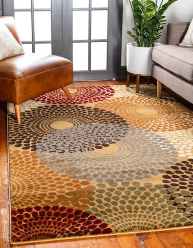 Vista 9 de Unique Loom Barista Collection - Alfombra de área Java (6 pies 1 pulgada, redonda, beige/negro)