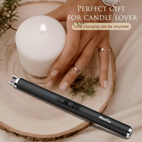 Vista 2 de MeeToo Encendedor eléctrico recargable USB tipo C para velas, Navidad, cocina, camping, fiesta, regalos para esposa, mujeres, hombres, Nana, negro