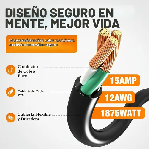 Vista 2 de Cable de extensión para exteriores calibre 12/3, 50 pies, resistente al Negro