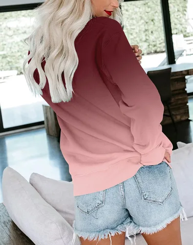 Vista 4 de BeadChica Sudadera casual con cuello redondo para mujer, manga larga, lindo suéter holgado