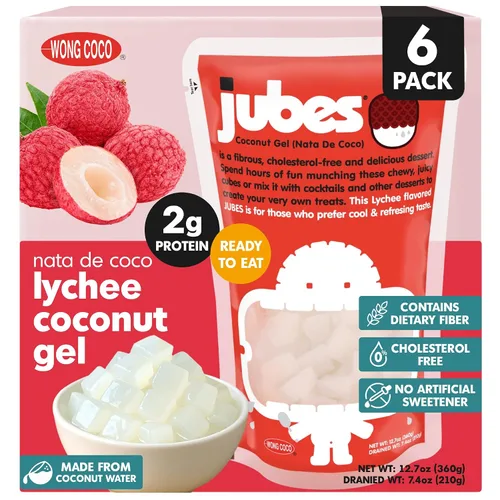 Vista 4 de Jubes Grape Nata De Coco Jelly Cubes 12.7 oz – Cubos de jalea de coco de uva para sagú – Gel de coco en ingredientes de jarabe para té de frutas