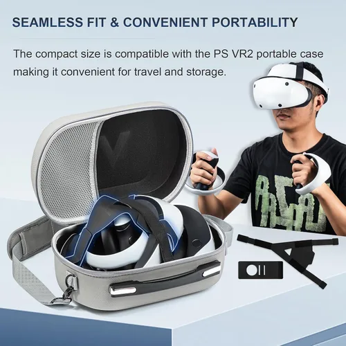 Vista 9 de KEOBSHPE Adjustable PU Head Strap for PS VR2, Headset Strap for PS VR2, Upgrade Headset Accessories for Playstation VR2 with Ergonomic Design