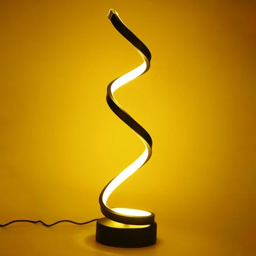 Vista 7 de Lámpara de mesa LED en espiral regulable, diseño minimalista moderno de iluminación, lámpara de noche curva de atenuación continua blanca cálida
