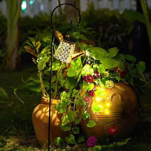 Vista 2 de Luces solares para regadera de jardín con luces en cascada, regalos de Navidad, regalos de jardinería de hadas para mamá, luces solares de Navidad