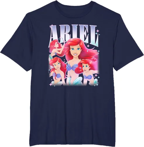 Vista 53 de Disney Camiseta de la princesa Ariel de la Sirenita Multi Pose, Negro