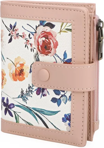 Vista 13 de GOIACII - Cartera pequeña para mujer con bloqueo RFID, piel auténtica, compacta, de dos pliegues, con soporte para tarjetas y bolsillo