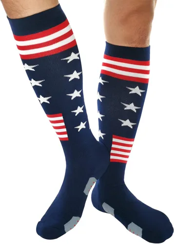 Vista 8 de Calcetines atléticos hasta la rodilla con la bandera estadounidense para béisbol, fútbol, sóftbol y fútbol