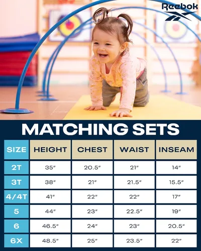 Vista 7 de Reebok Conjunto de leggings para niña, camiseta de manga larga de 3 piezas, camiseta y leggings, conjunto activo para niños pequeñosniñas, 2T-6X