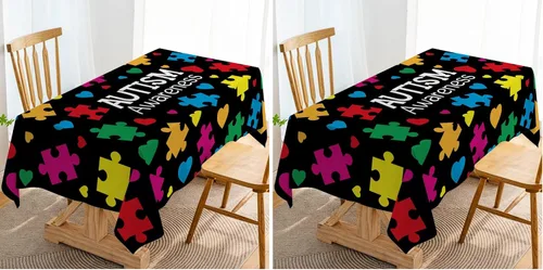 Vista 6 de Hafangry Mantel de conciencia sobre el autismo, pieza de rompecabezas, soporte inspirador de corazón, decoración de abril, decoración rústica