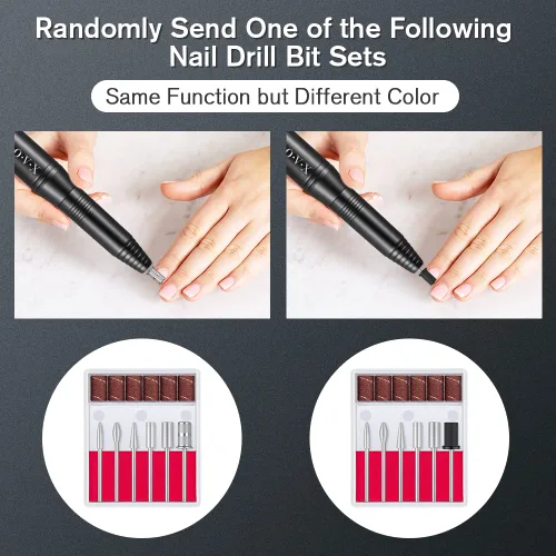 Vista 5 de Juego de taladro de uñas portátil Herramientas de forma de pulido para uñas de gel acrílico con brocas de uñas, bandas de lijado y cepillo (negro)