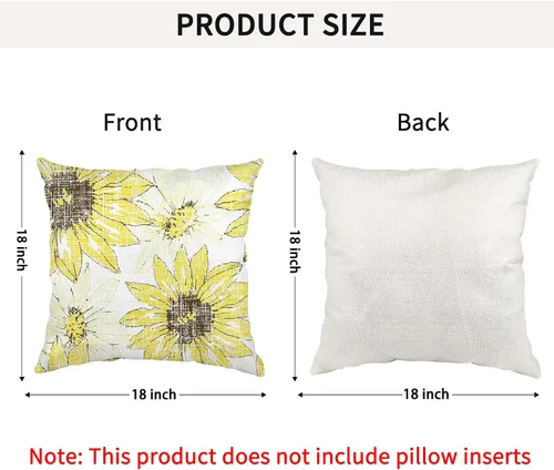 Vista 4 de Juego de 2 fundas de almohada de 18 x 18 pulgadas, elegantes almohadas decorativas de girasol, fundas de almohada de crisantemo para exteriores