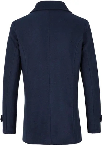 Vista 2 de Lisskolo Abrigo de lana para hombre, mezcla de lana, doble botonadura, cuello con muescas, abrigo de lana cálido, chaquetas de invierno