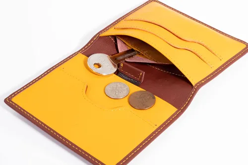 Vista 5 de Mush & Bow Rigel - Cartera para hombre, bloqueo RFID, plegable minimalista, Marrón, Minimalista
