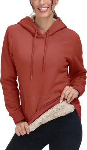 Vista 83 de MAGCOMSEN Sudaderas con capucha para mujer, con forro de sherpa, de vellón, para invierno, cálido, pesado, de algodón, con bolsillo