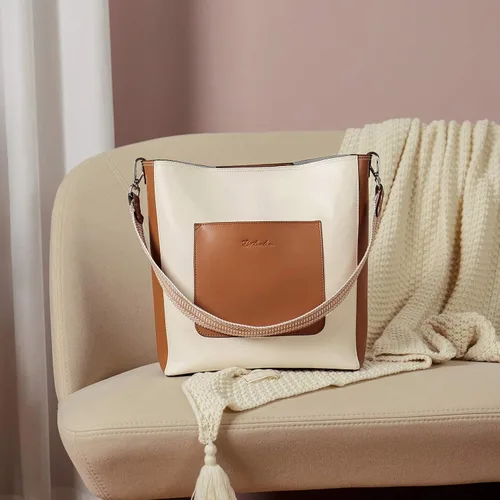 Vista 3 de BOSTANTEN Bolsos de mano para mujer de cuero con bolsa cruzada de hombro albaricoque