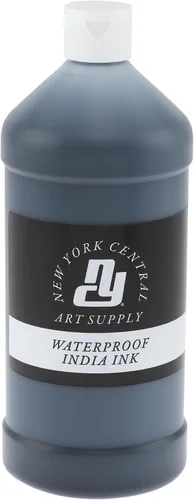 Vista 7 de New York Central Botella de tinta India de 1 onza: haz un impacto con tinta India negra mate, perfecta para artistas, caligrafía, ilustraciones y más