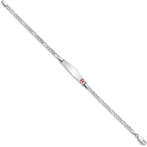 Vista 2 de Pulsera de alerta de emergencia con cierre de mosquetón, de plata de ley 925 maciza esmaltada, con certificado RN de enfermera, caduceo