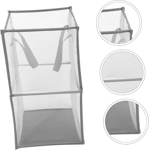 Vista 9 de Cesta plegable con asa para ropa sucia, repuesto de malla para almacenamiento de lavandería