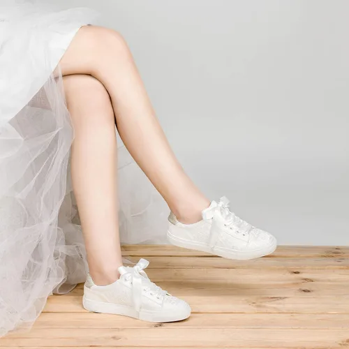 Vista 3 de JIAJIA 8834A Zapatos de boda Zapatillas de novia Pisos Zapatos de tenis de novia Zapatillas de deporte de encaje - Personalización personalizada