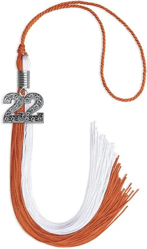 Vista 170 de Endea Graduation Borla de doble color con dije de plata brillante (negro/oro antiguo, 2025)