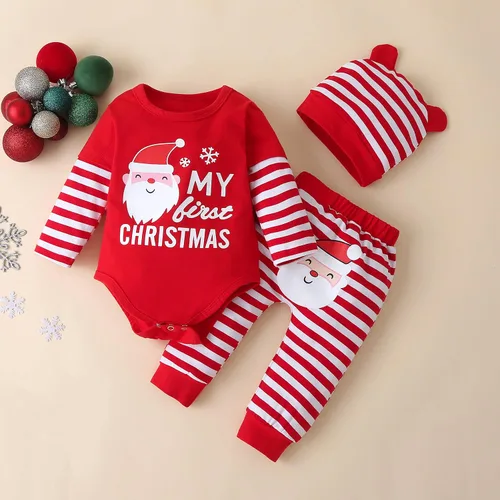 Vista 2 de VINUOKER Ropa de Navidad para bebé, conjuntos de ropa de Navidad para Año Nuevo, 3 piezas, conjuntos de ropa infantil