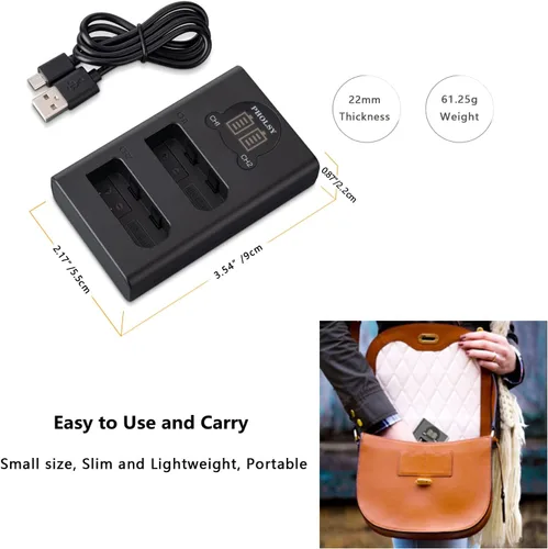 Vista 6 de PHOLSY EN-EL14 Cargador USB para cámaras Nikon (P7800, P7700, P7100, P7000, D5600, D5500, D5300, D5100, D3500, D3400, D3300)