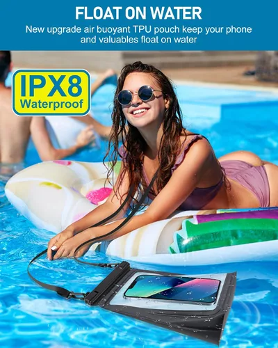 Vista 6 de Bolsa impermeable para teléfono de gran capacidad, bolsa seca flotante para iPhone 17 16 13 12 11 Pro Max Galaxy S22 S21 bolsa impermeable protector