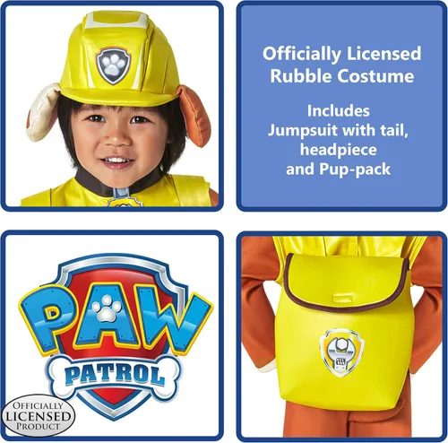 Vista 2 de Rubies Disfraz de escombros de la Patrulla Canina para niños pequeños, tocado y cachorro