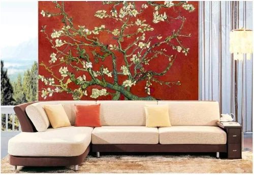 Vista 10 de Wall26 - Papel tapiz en color cobre con estampado de "Almendro en flor" de Vincent Van Gogh