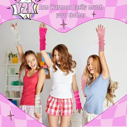 Vista 4 de Berlune 6 pares de mangas de brazo kawaii para mujer y niñas, calentadores de brazos de estilo japonés Y2K para disfraz escolar, 6