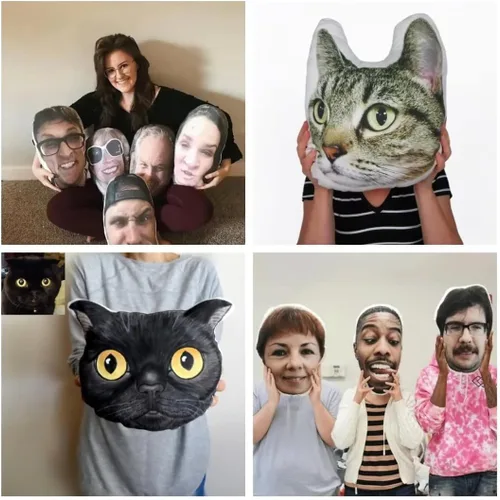 Vista 4 de Seamaid Almohada de fotos personalizada para mascotas con almohada en forma de foto, regalos personalizados con fotos para Navidad, día de San
