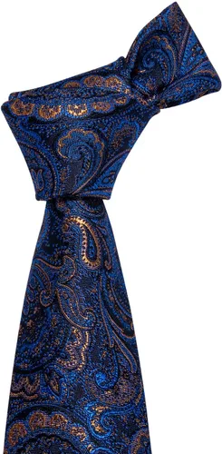 Vista 166 de Barry.Wang - Juego de corbata de seda para hombre, diseño de cachemira, pañuelo y gemelos de bolsillo