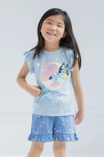 Vista 2 de Bluey Conjunto de camiseta y pantalones cortos de rizo francés para niñas pequeñas