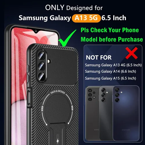 Vista 7 de Funda OWKEY Samsung Galaxy A13 5G, Funda Magnética para Teléfono con Soporte y Protector de Pantalla, Funda Protectora Antihuellas y a Prueba de A13