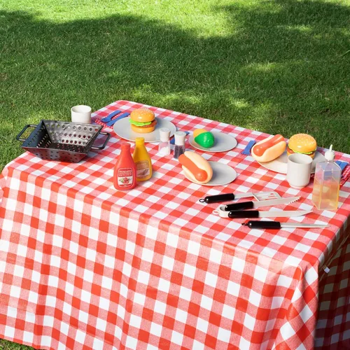 Vista 6 de 27 piezas de juego de parrilla de barbacoa para niños, juguete de parrilla de barbacoa de patio trasero, juego de juguetes de parrilla para niños