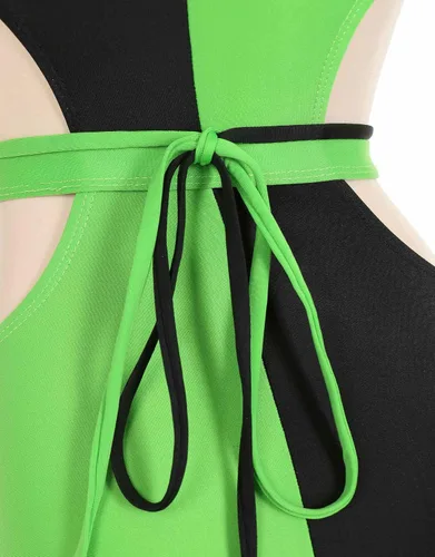 Vista 5 de MEOWCOS - Traje de baño de una pieza para mujer, traje de baño gótico verde y negro