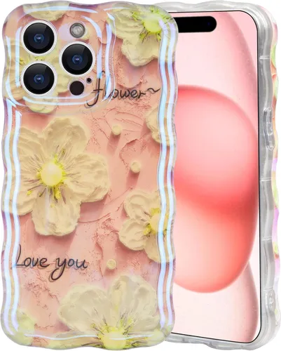 Vista 8 de IDweel Funda para iPhone 11, Lujosa Pintura al Óleo Retro Colorida con Patrón de Flores Brillantes Impresas, Lindo Borde Ondulado Rizado, Exquisita