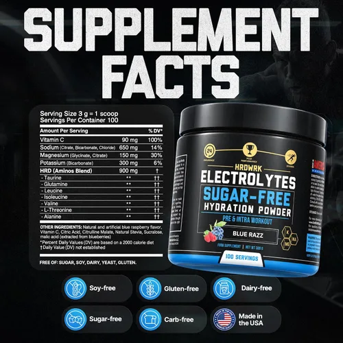 Vista 7 de MMA Nutrition HRDWRK - Electrolitos en polvo, magnesio y potasio sin azúcar