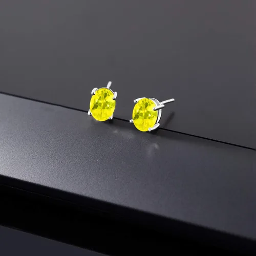 Vista 57 de Gem Stone King Aretes de oro de 14 quilates con piedra natal ovalada de 0.315 x 0.236 in Aretes de oro para mujer