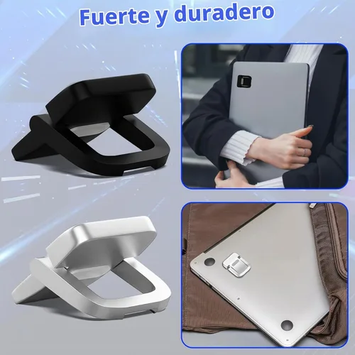 Vista 5 de Juego de elevadores de teclado portátil de 4 piezas, 2 negros y 2 soportes ajustables para teclado de computadora portátil con 2 ajustes de ángulo