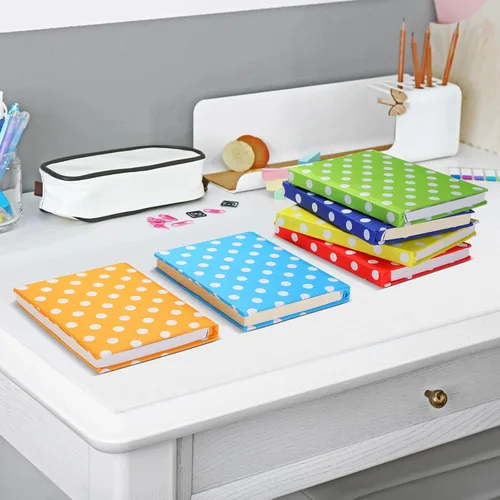 Vista 2 de Yexiya 6 fundas elásticas para libros de tela jumbo, protector de libros de patrón colorido, lavable, reutilizable, funda protectora para libros