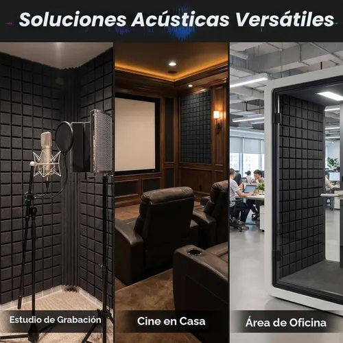 Vista 4 de Paquete de 4 paneles de espuma acústica, 48 x 24 x 2 pulgadas, paneles de pared de espuma insonorizados de alta densidad para reducción de ruido